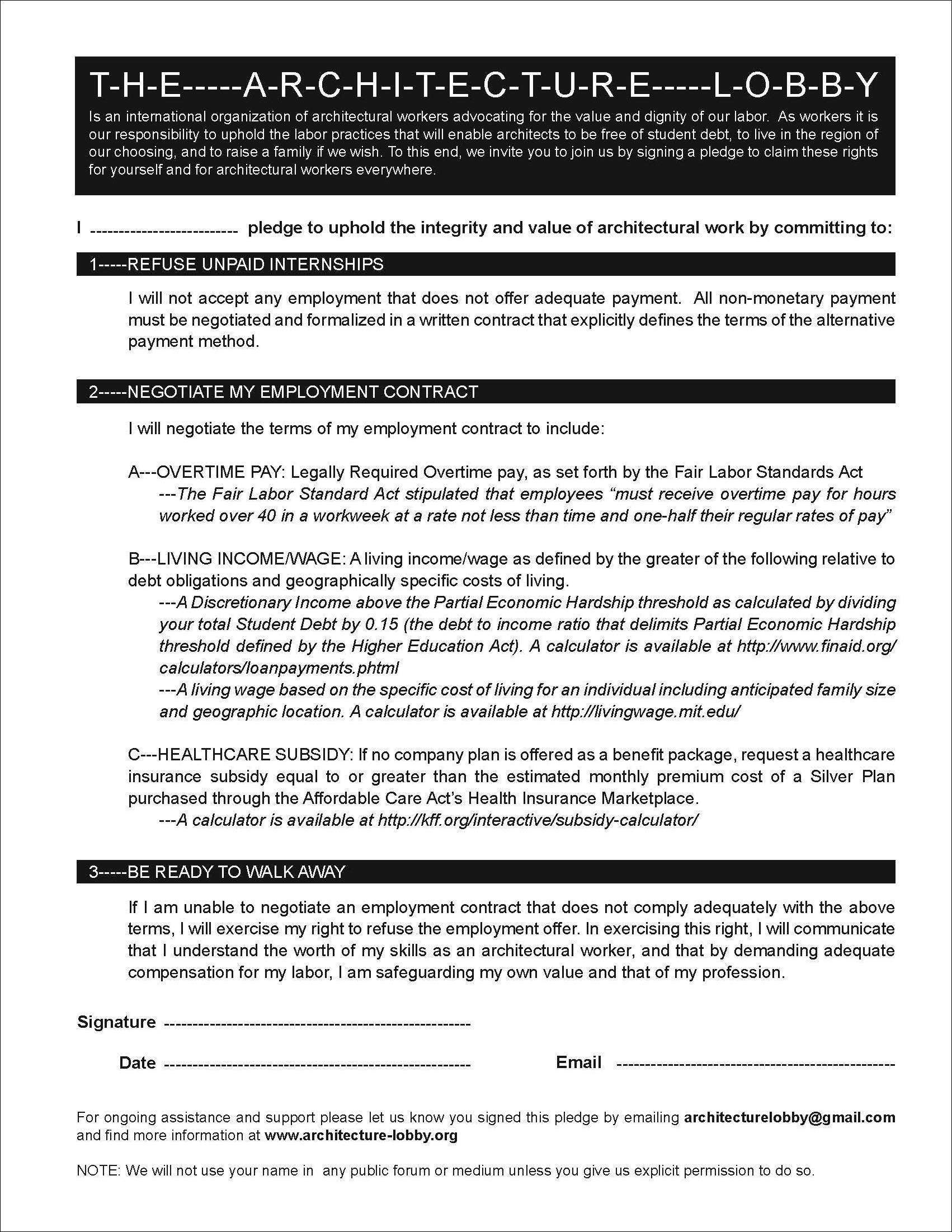 The Architecture Lobby Pledge – arcCA Digest
